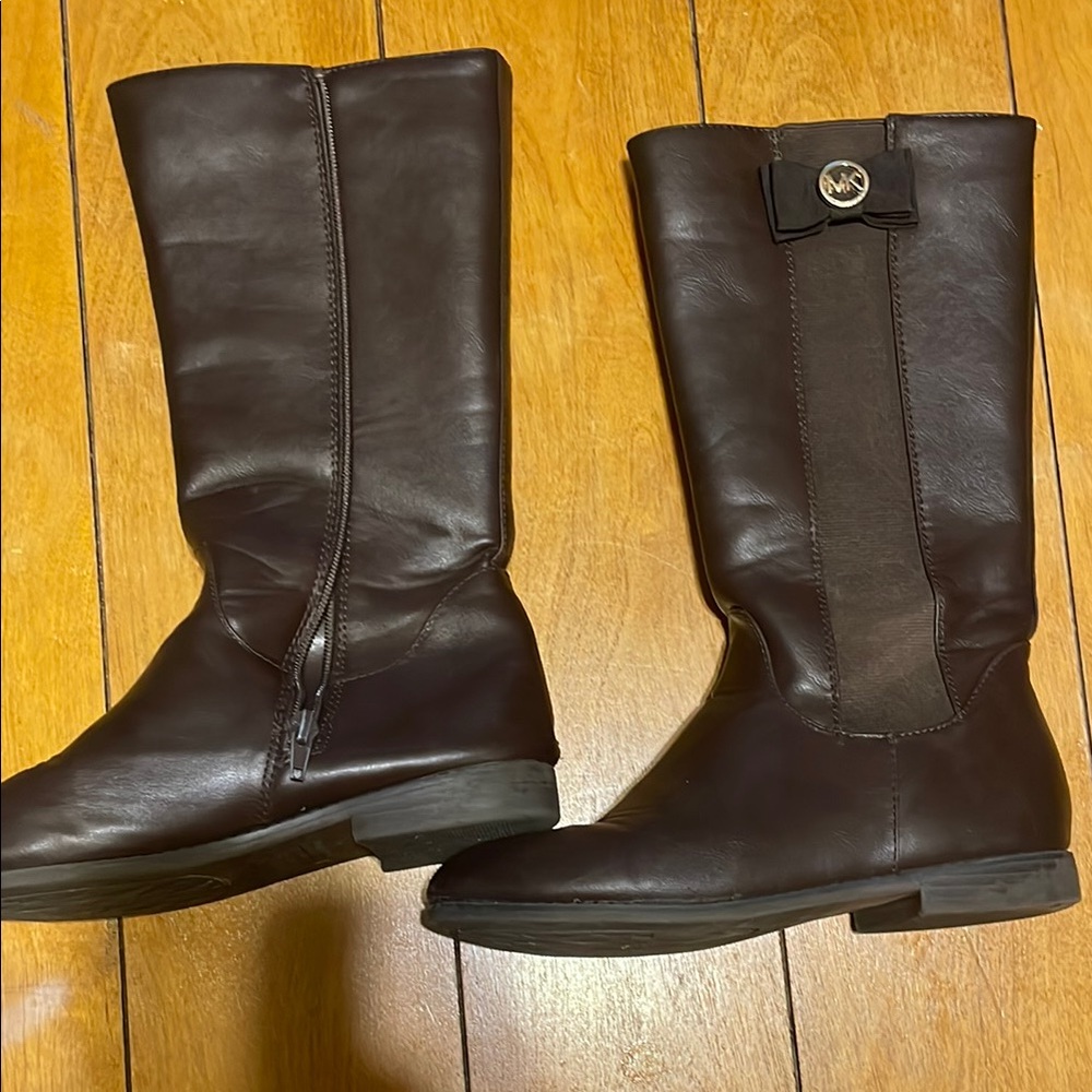 Michael Kors brown fake leather boots, girls size 4